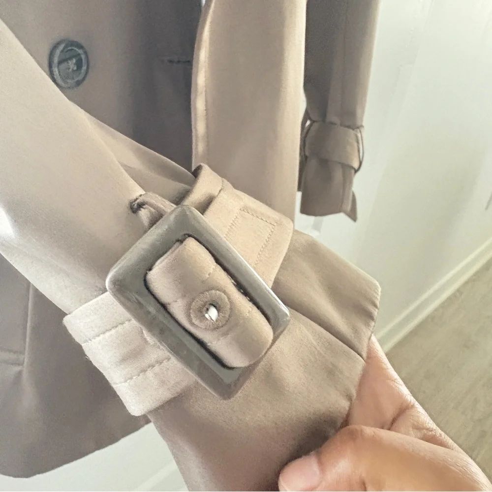 BURTON BY LONDON TAN  DOUBLE BREAST MID LENGHT TRENCH SIZE 40 - Picture 10 of 12